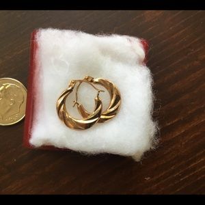 Italian gold hoops. Not filled or plated. NEW